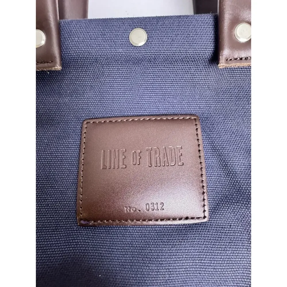 Line of Trade Canvas Weekender Bag Blue Brown Leather Trim No. 0312